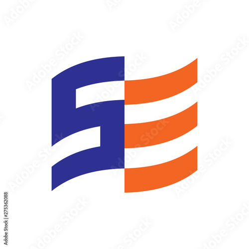 Flag with letter SE logo design vector