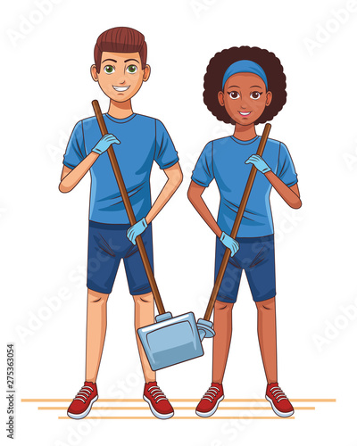 cleaning service person avatar cartoon character