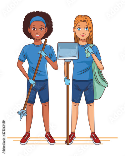 cleaning service person avatar cartoon character