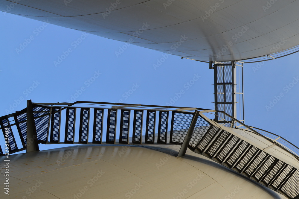 Fototapeta premium Iron bridge on metal tank, barrel, tank