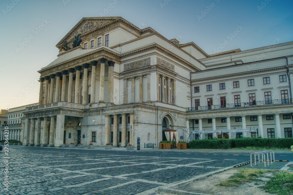 Grand Theater in Warsaw, the seat of the national theater, opera and ballet. Classical building rebuilt after war damage