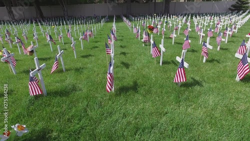 Dolly Across Military Cemetery Crosses
