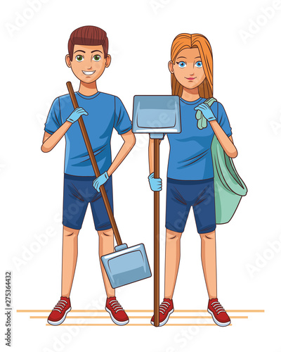 cleaning service person avatar cartoon character