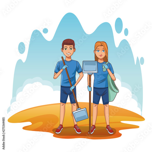 cleaning service person avatar cartoon character