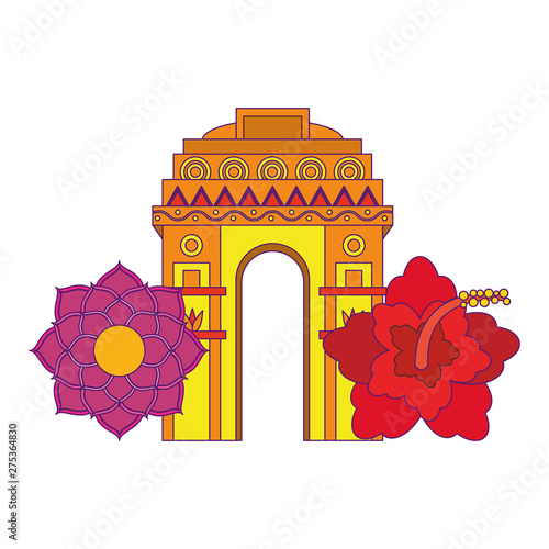 indian building monuments icon cartoon