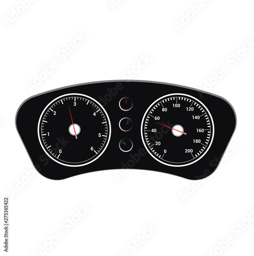 Speedometer vector car speed dashboard panel and speed-up power measurement design illustration set of speed-limit control technology with arrow or pointer isolated on white background