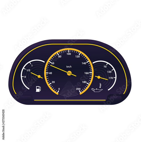 Speedometer vector car speed dashboard panel and speed-up power measurement design illustration set of speed-limit control technology with arrow or pointer isolated on white background