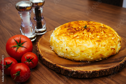 Cheesy potato rosti at restaurant