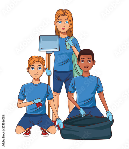 cleaning service person avatar cartoon character