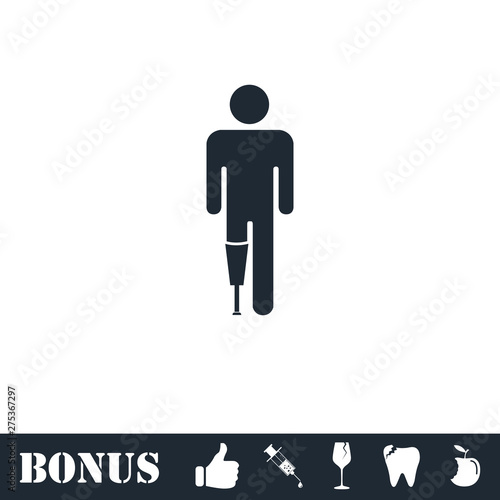 Person with foot prosthesis icon flat