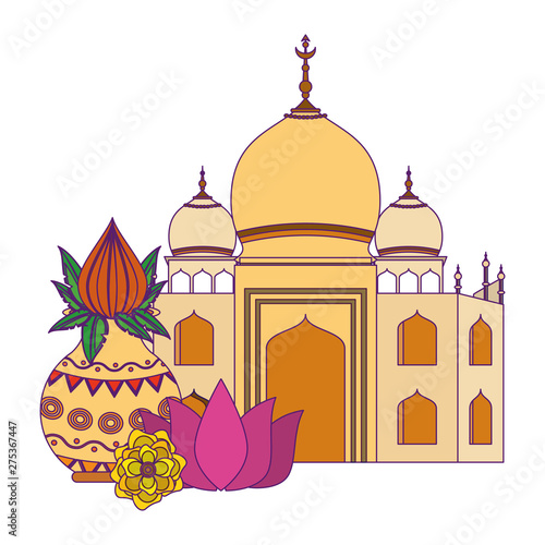 indian building monuments icon cartoon