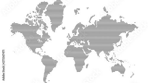 Illustration of globe map with geometric shapes pattern imposed.