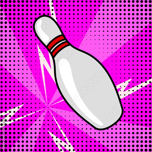 Isolated comic bowling pin. Pop art style - Vector