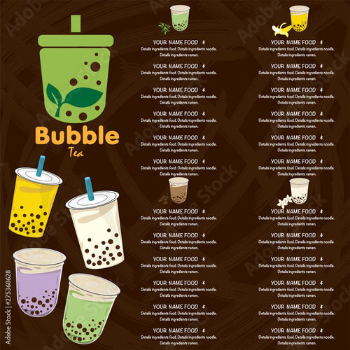 bubble tea menu graphic template
