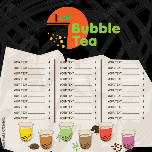 bubble tea menu graphic template
