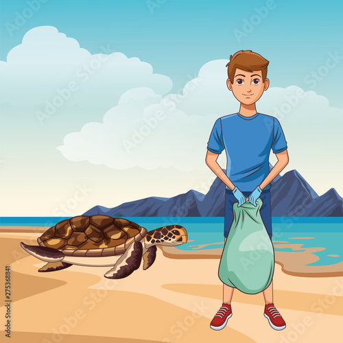 cleaning service person avatar cartoon character