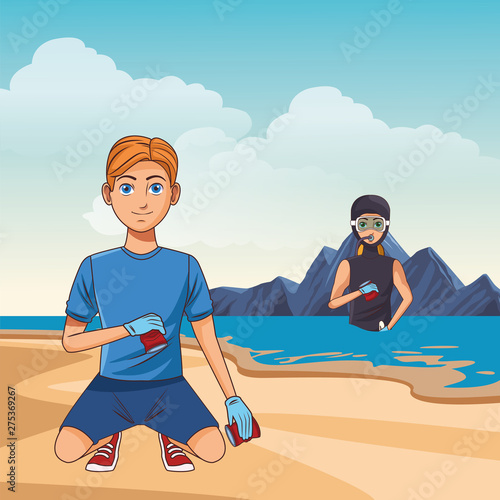 cleaning service person avatar cartoon character