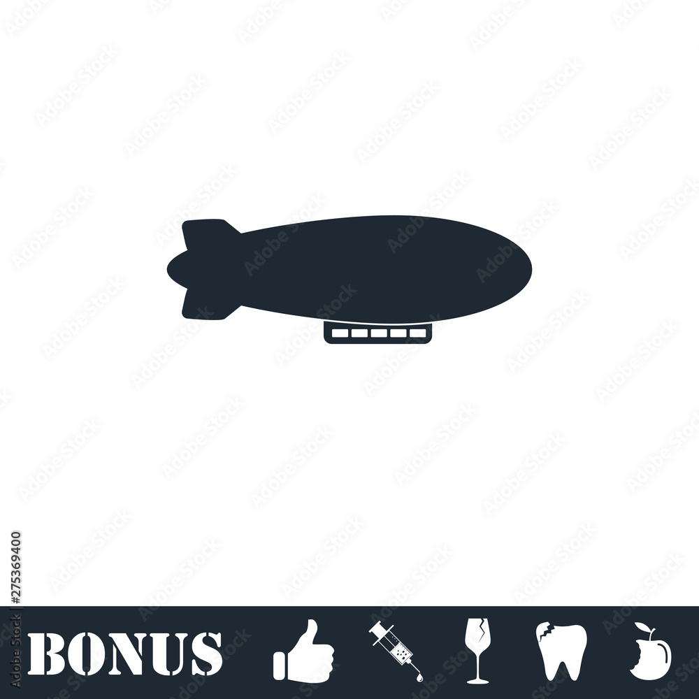 Airship zeppelin icon flat Airship zeppelin icon flat