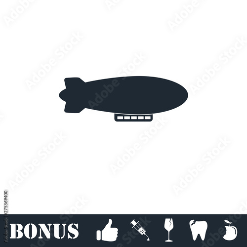 Airship zeppelin icon flat