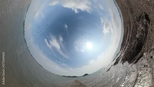 Ansan, South Korea - 20 June 2019 Tando Tideland in Ansan Daebudo Island edited by Gopro Fusion 360 Little Planet view. photo
