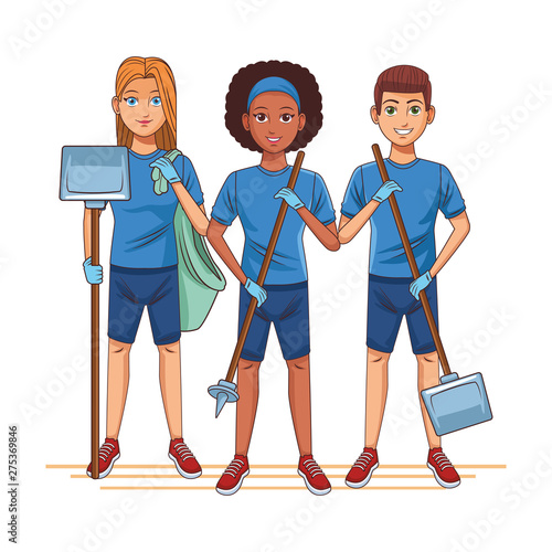 cleaning service person avatar cartoon character