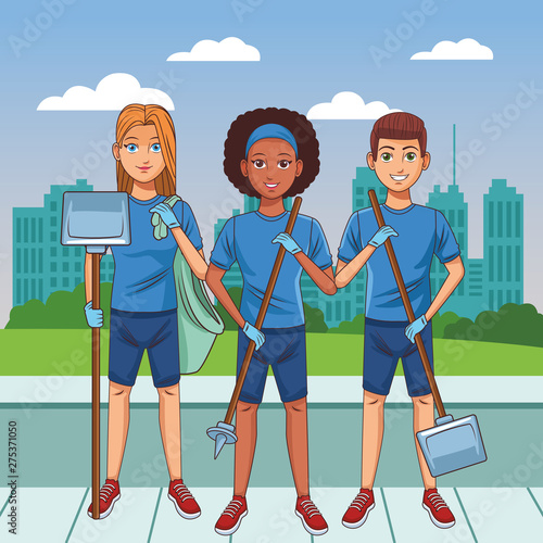 cleaning service person avatar cartoon character