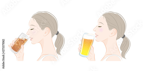 女性の横顔, 冷たい飲み物