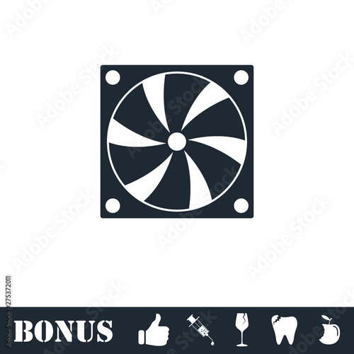 Computer cooling fan icon flat