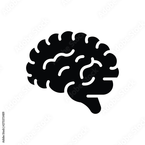 Black solid icon for human brain