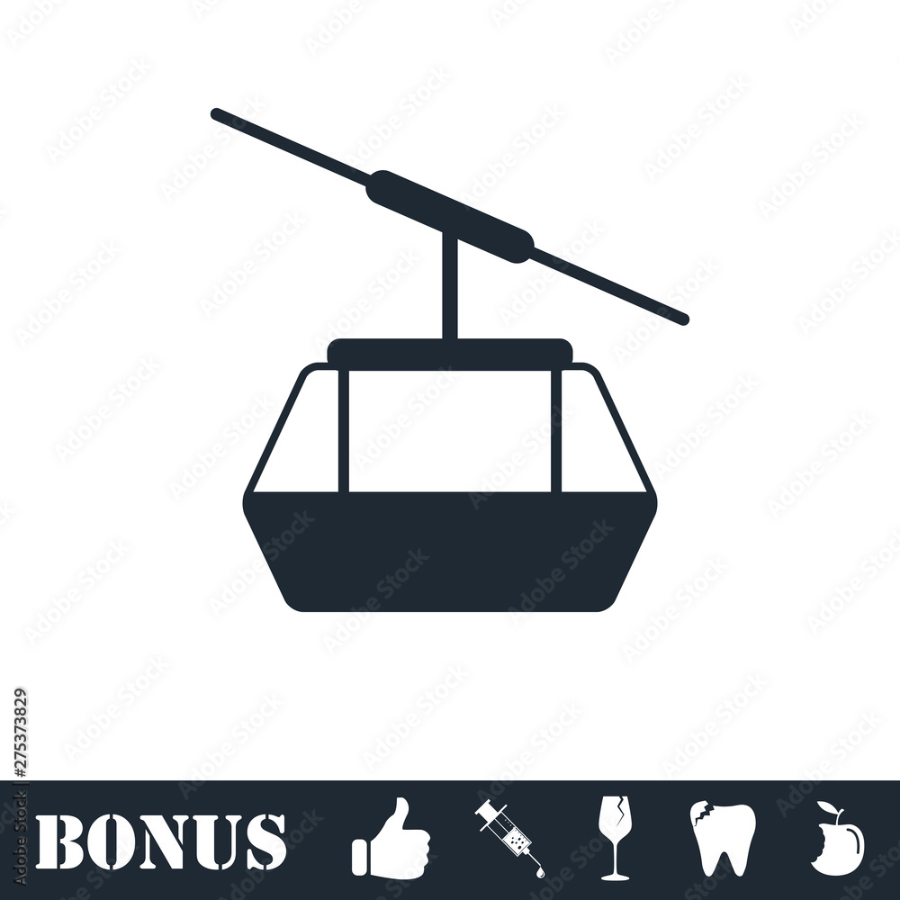 Fototapeta premium Ropeway cabines icon flat