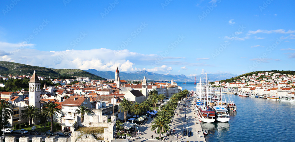 View of harbor at Trogir, Croatia, on a sunny day. 