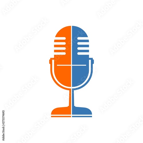 orange and blue retro microphone icon