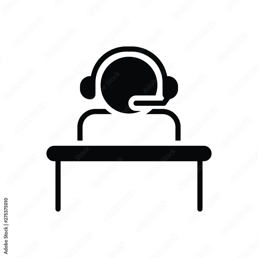 Black solid icon for call center operator Black solid icon for call center operator