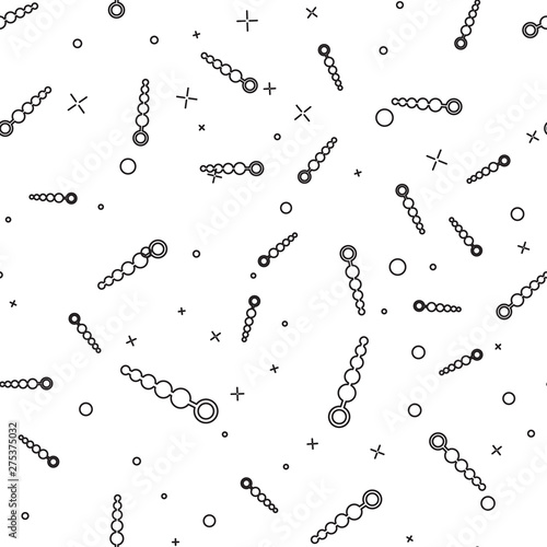 Black line Anal beads icon isolated seamless pattern on white background. Anal balls sign. Fetish accessory. Sex toy for men and woman. Vector Illustration
