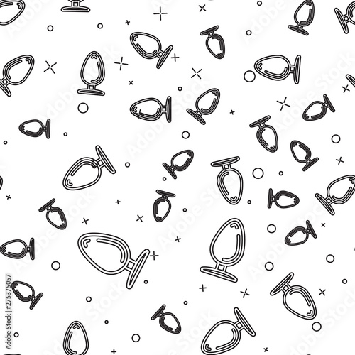 Black line Anal plug icon isolated seamless pattern on white background. Butt plug sign. Fetish accessory. Sex toy for men and woman. Vector Illustration