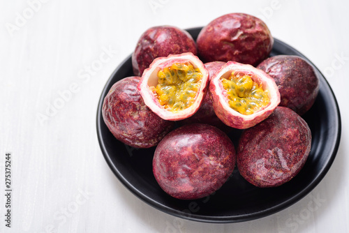 Fresh passion fruit, tropical and healthy fruit