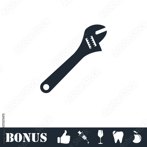 Pipe wrench icon flat