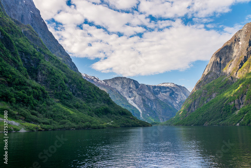 Naeroyfjorden in beautiful summer season, Norway.