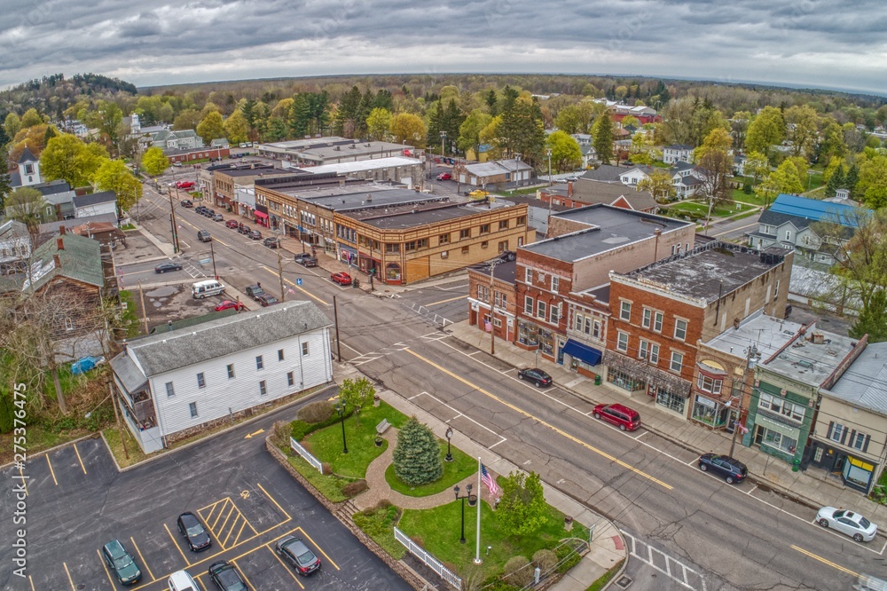 Fototapeta premium Aerial View of the Small Town of Sodus in Upstate New York