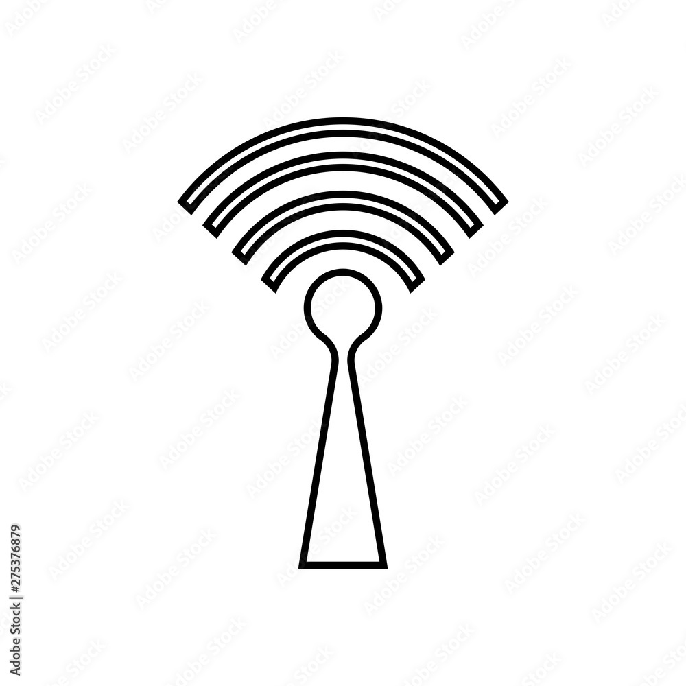 Broadcast monochrome icon. Wifi signal icon in line style. Signal, network symbol black pictogram.- vector Broadcast monochrome icon. Wifi signal icon in line style. Signal, network symbol black pictogram.- vector
