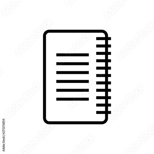 Simple binder notebook black icon in line style. notepad symbol black pictogram. Black document sign.- vector © Hoeda80