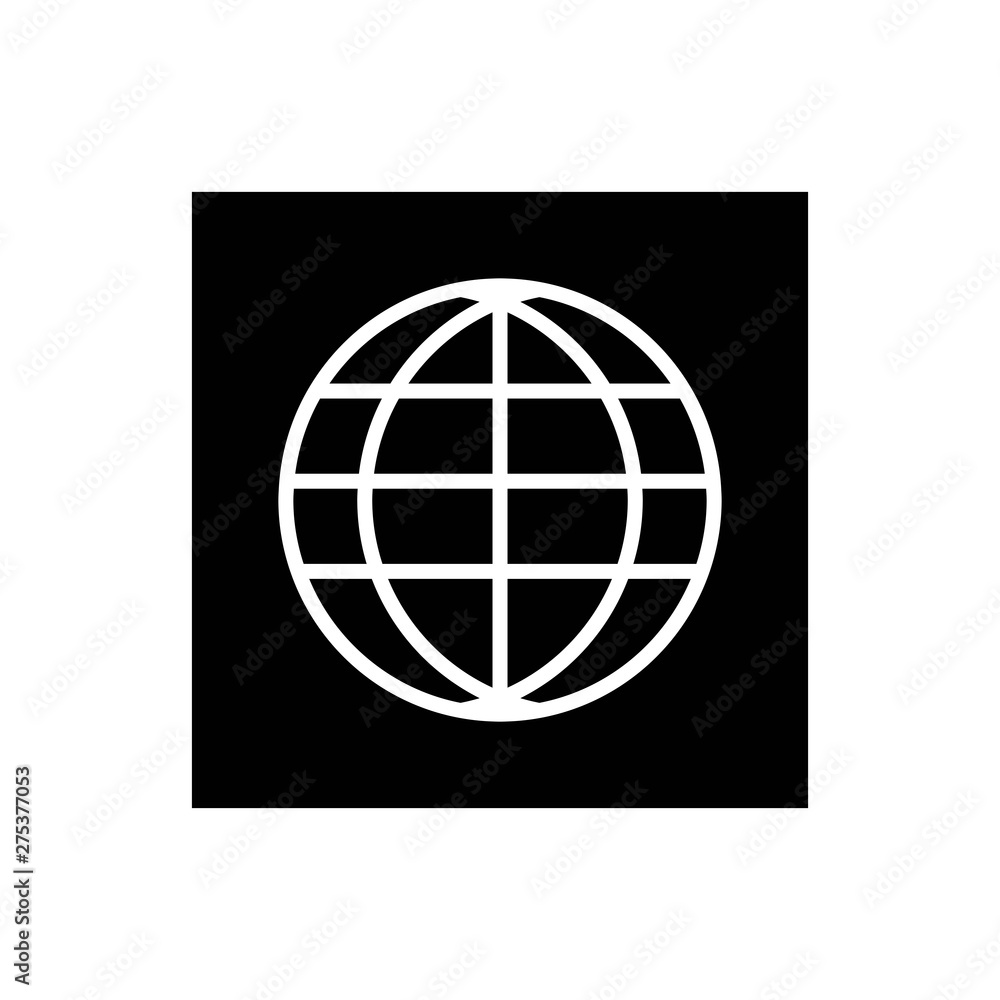 World icon in negative space black vector. Internet network pictogram symbol in monochrome color. Black silhouettes of globe and earth.- vector World icon in negative space black vector. Internet network pictogram symbol in monochrome color. Black silhouettes of globe and earth.- vector