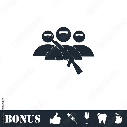 Terrorist balaclava mask icon flat