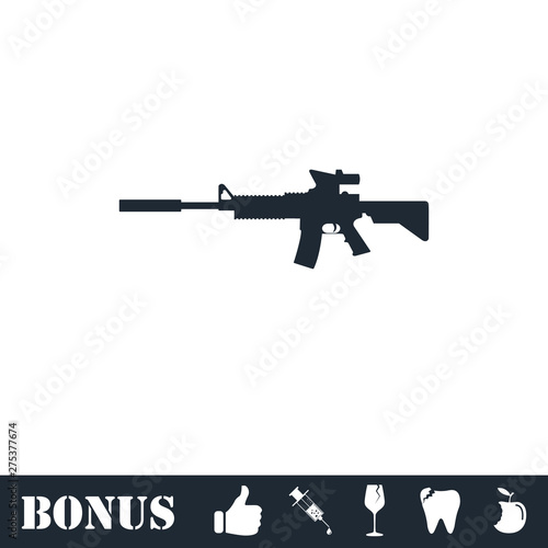 Assault carbine icon flat