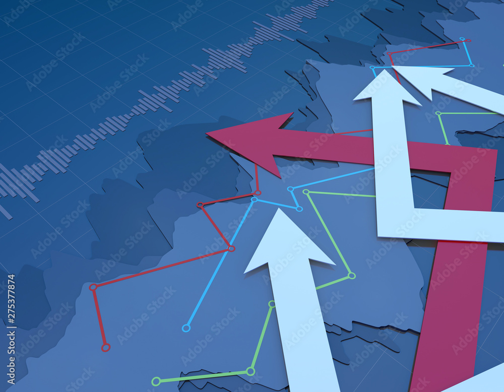 Fototapeta premium Financial stock market chart, career success arrow with statistic chart