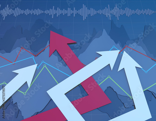 Financial stock market chart, career success arrow with statistic chart photo