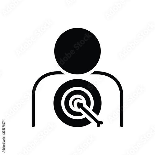 Black solid icon for customer target 