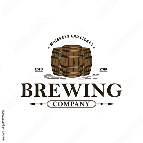 Brewing company with barrel vintage logo