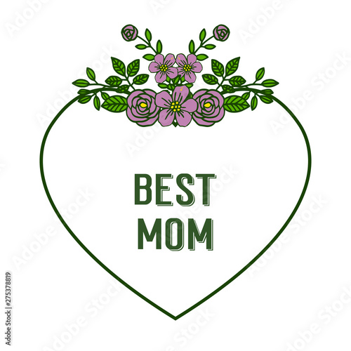 Fototapeta Naklejka Na Ścianę i Meble -  Vector illustration shape of card best mom for pattern art purple wreath frame