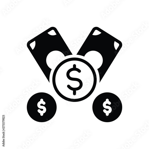 Black solid icon for amount  dollar